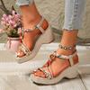Fashion Comemore Summer Wedges High Heel Sandals Bohemian Style Fashion Ethnic Elastic Band Sandales Femmes Casual Platform Sandalias