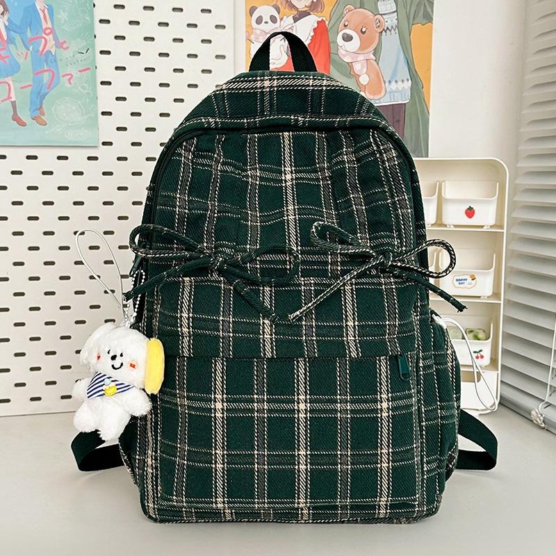 Zaino Scolastico Stile Giapponese Ins Campus Vintage a Quadri Zaino da Donna Autunno Inverno Ragazze Scuola Media Studenti Scuola Superiore Borsa Scolastica Zaino di Classe