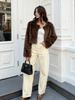 European and American fur jacket imitation fox hair fashionable winter clothing thickened warm long-sleeved short cardigan fur jacket