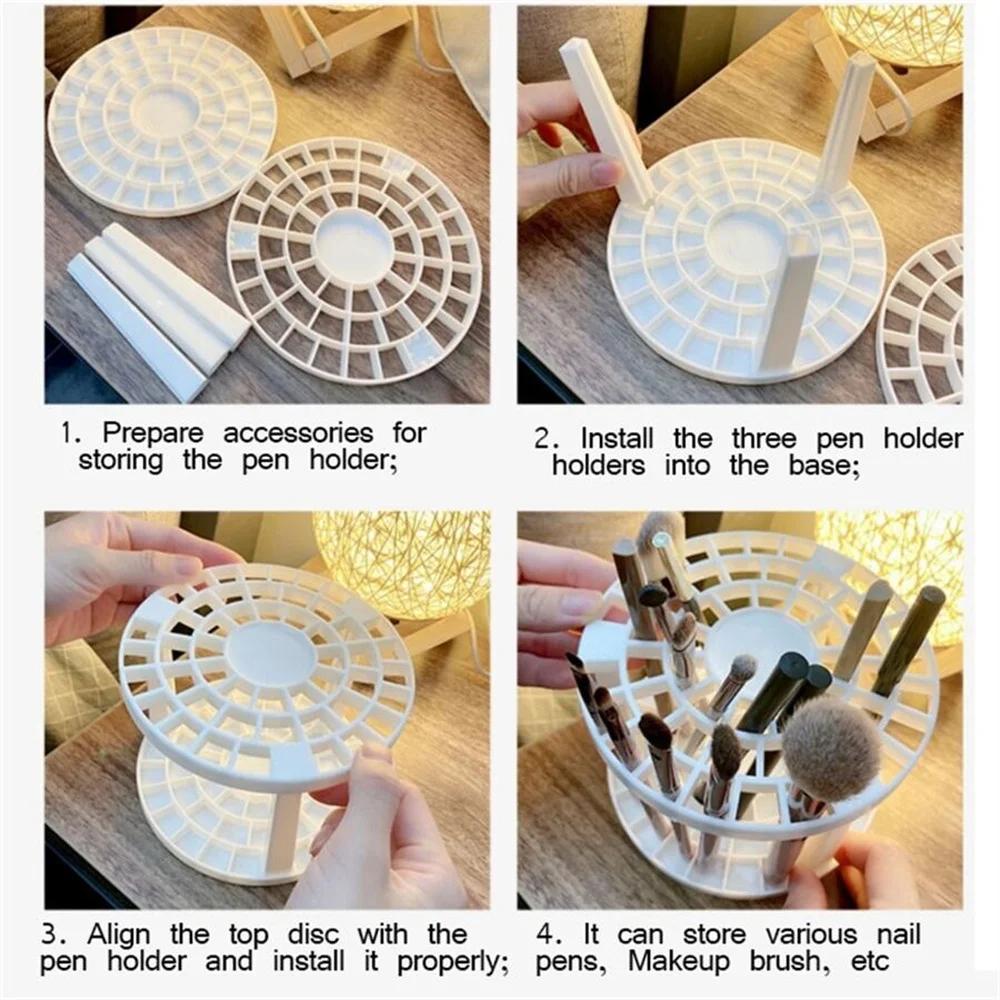 White Splicing Multiple Lattices Desk Pen Holder Pencil Storage Box School Office Stationery Pen Storage Brush Stand Storage Box