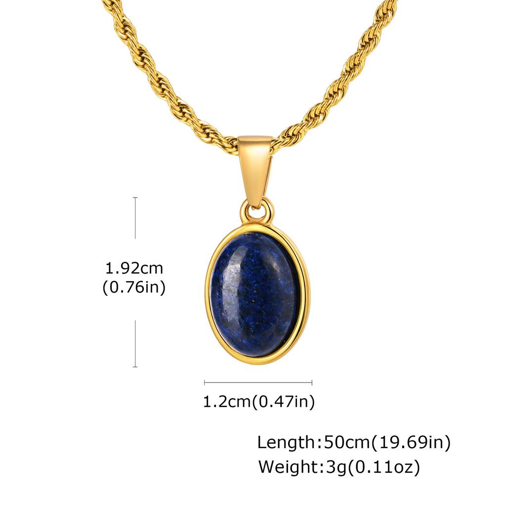 Trendy Natural Oval Necklace for Men Boys,Waterproof Small Natural Stone Geometric Pendant,Energy Magnetic Field Jewelry Gift