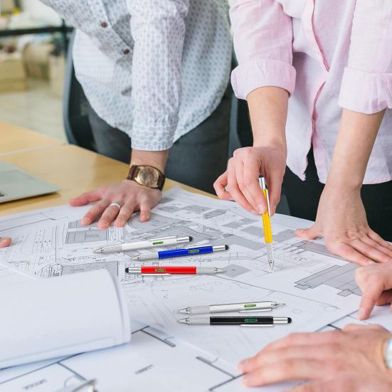 6-in-1 Multitool Pen Multi-Functional Pen with Ruler Level Gauge Ballpoint Pen Stylus Pen Screwdriver Christmas Gadget Gift for Men Dad Husband