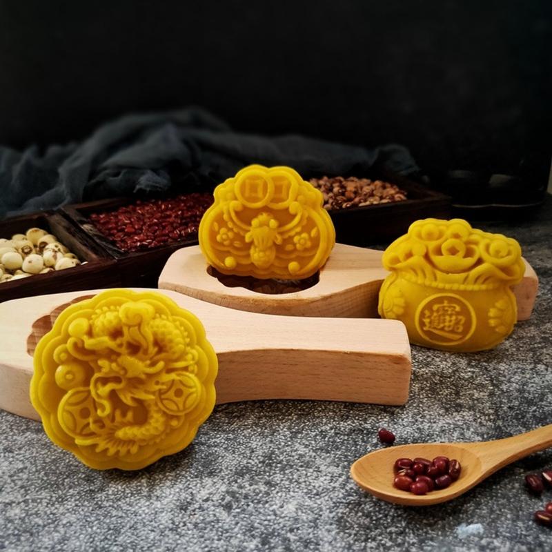 Wooden Mooncake Moulds DIY Mooncake Stamps Baking Moulds Pastry Gadgets 8 Styles for Mid-Autumn Festival Making Mooncake