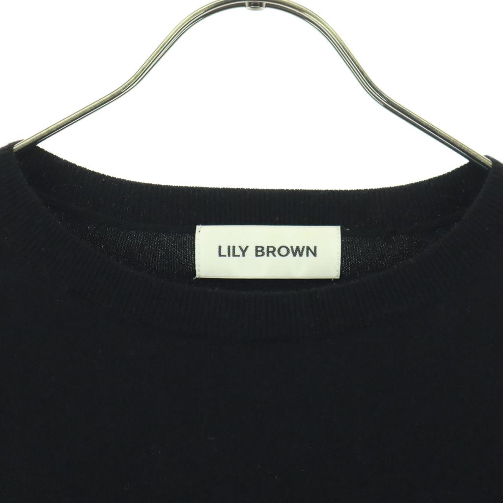 Unused Lily Brown Long Sleeve Power Shoulder Knit F Black LWNT214188 Women Used