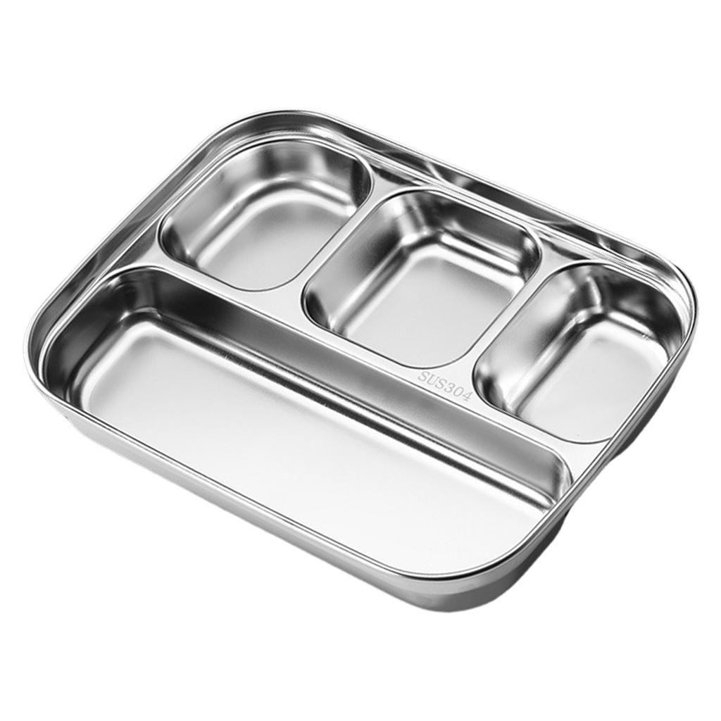 304 Stainless Steel Divided Plate with Multiple Sections Ideal for Family Meals School Lunches and Office Bento