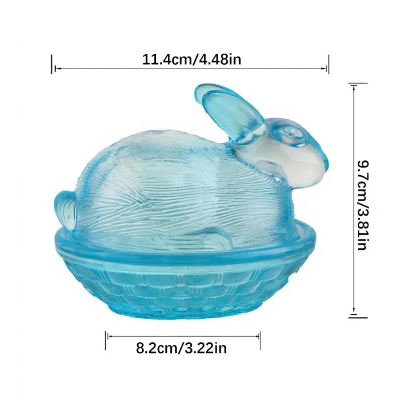Lovely Transparent Glass Rabbit Jar Household Candy Dispenser Bowl with Lid Kitchen Counter Decoration