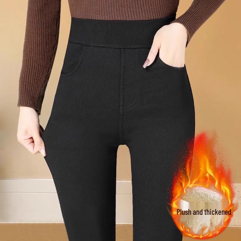 2025 New Style Black Velvet-Lined Slimming Leggings: Tight-Fit, Body-Shaping Winter Wear