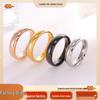 Korean Style 4mm Titanium Steel Arc Light Pinky Ring with Polished Finish for Couples