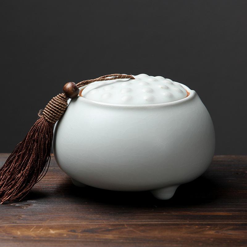Large Lotus Ceramic Tea Caddy Teaware Coarse Pottery Sealed Pot Household Tea Tins Tea Storage Tea Container Tea Organizer