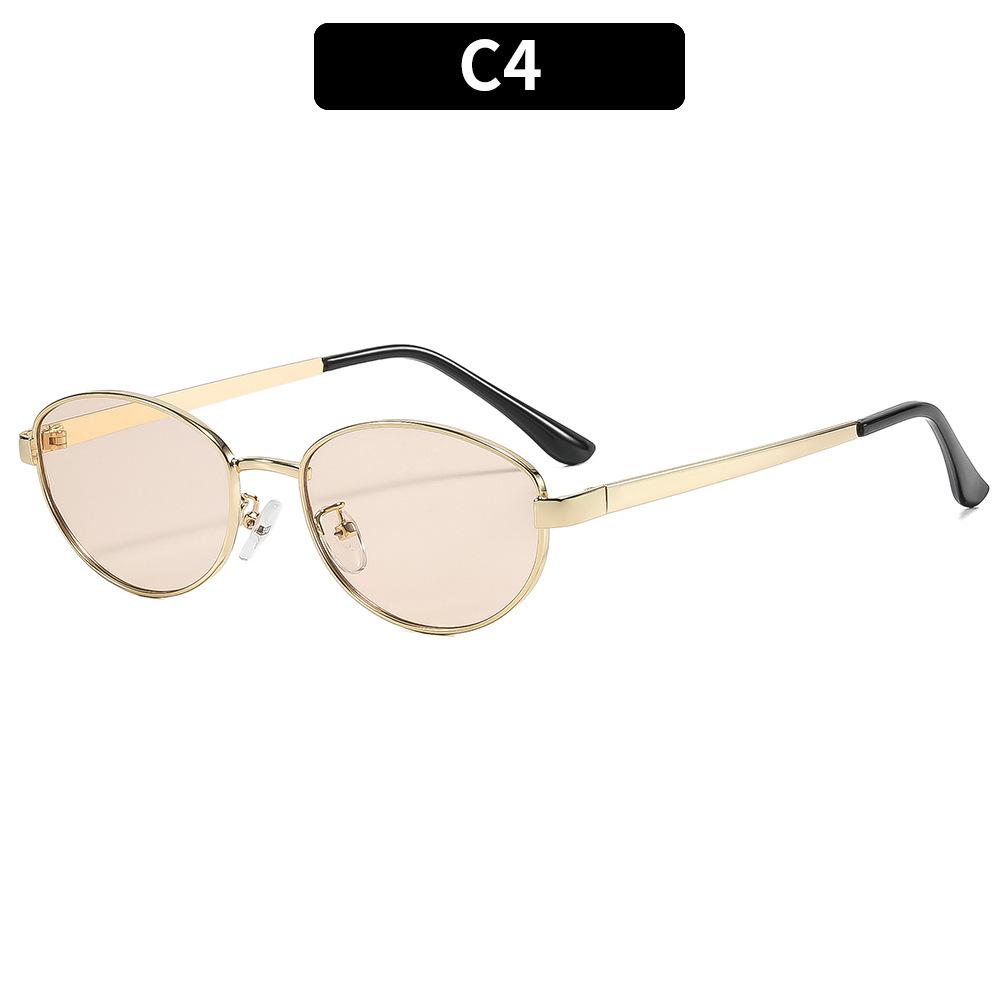 Trendy Retro Small-Frame Oval Metal Sunglasses – Stylish Outdoor Sun Protection Eyewear