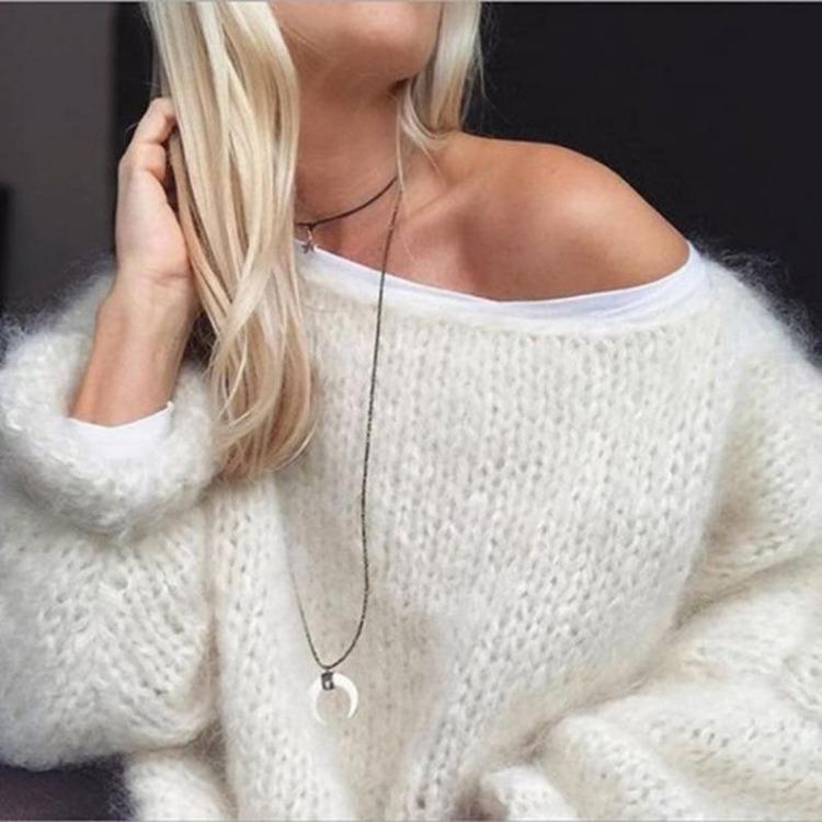 Damen Kittelpullover Mohair Gestrickter Pullover Lockere Oberteile Laternenärmel Ausgeschnittenes Netz Durchsichtiger Look Dünn