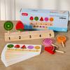 Kids Shape Color Sorting Board Game Toys Wooden Fruit Candy Ice Cream Matching Game Logical Thinking Training Pretend Food Toys