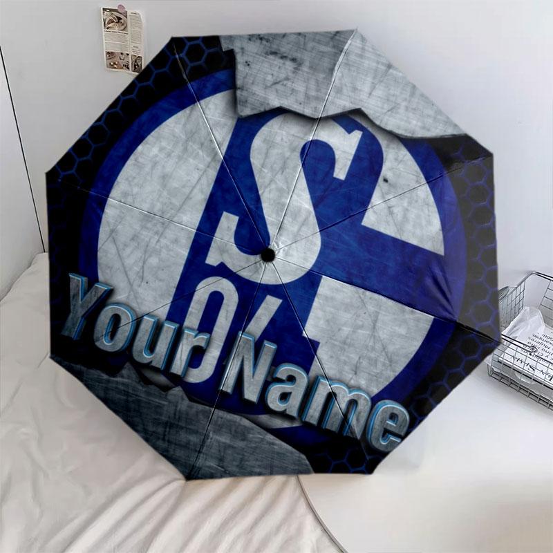 1 PC Automatic Folding Umbrella - FC Schalke 04 Custom Name Pattern, Portable & Foldable Design with 8 Ribs, Christmas Birthday Gifts