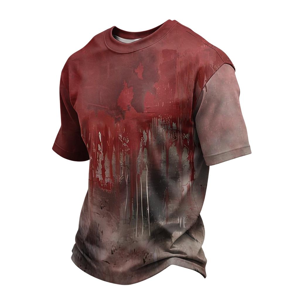 Men's Lightweight Quick-Dry Mesh Short Sleeve Round Neck T-Shirt with Halloween Print