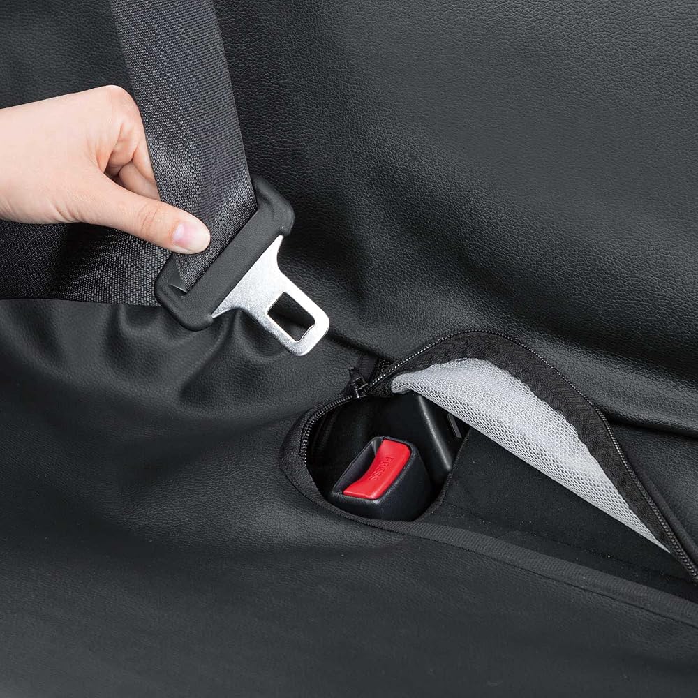 Bonform Seat Cover Leather Match Antibacterial Odor Resistant 6:4 Split for Cars with 3 Headrest Covers Black 4041-64BK
