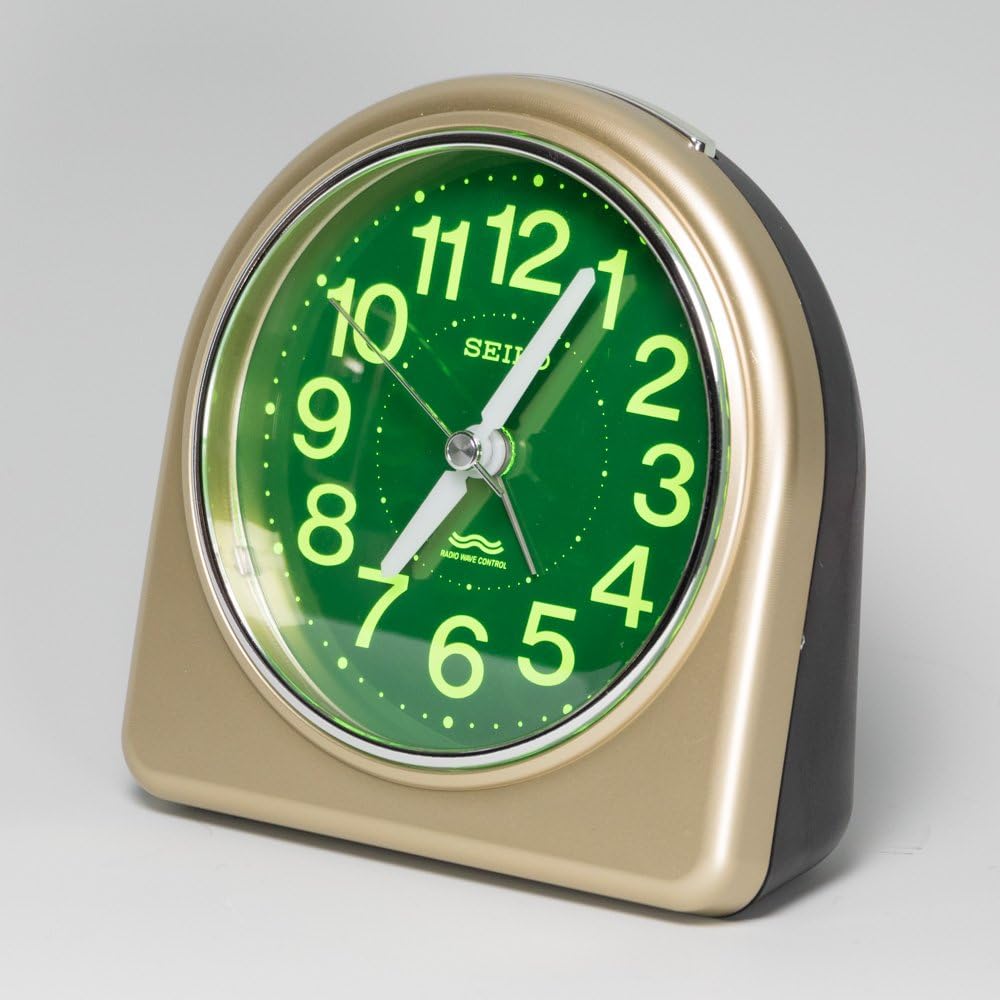 Seiko Clock Alarm Clock Radio Wave Analog Light Gold Pearl KR332G SEIKO