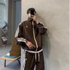 Completo Due Pezzi Casual Uomo Autunno/Inverno Stile Coreano con Collo Alto e Vestibilità Larga per Studente Sportivo 2024