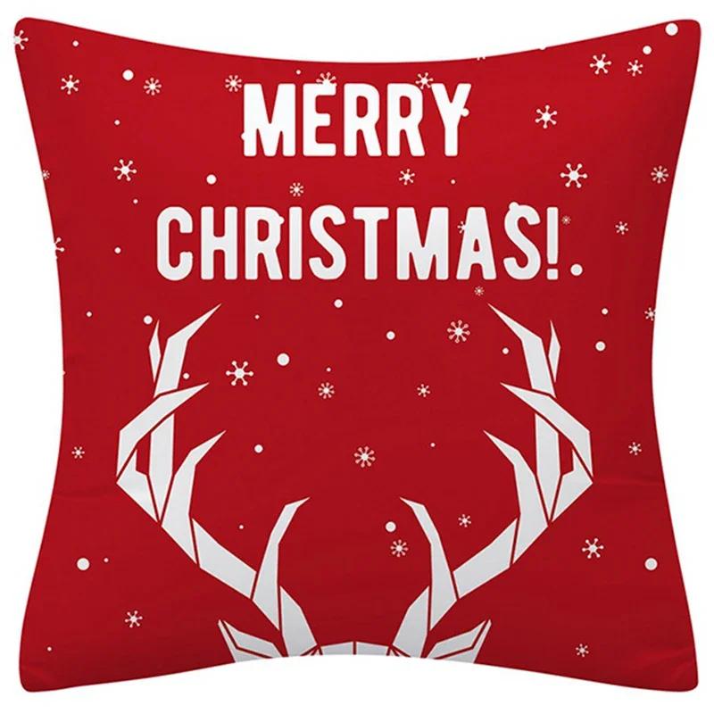 Happy New Year Christmas Decoration Print Pattern Cushion Cover Home Living Room Sofa Square Pillow