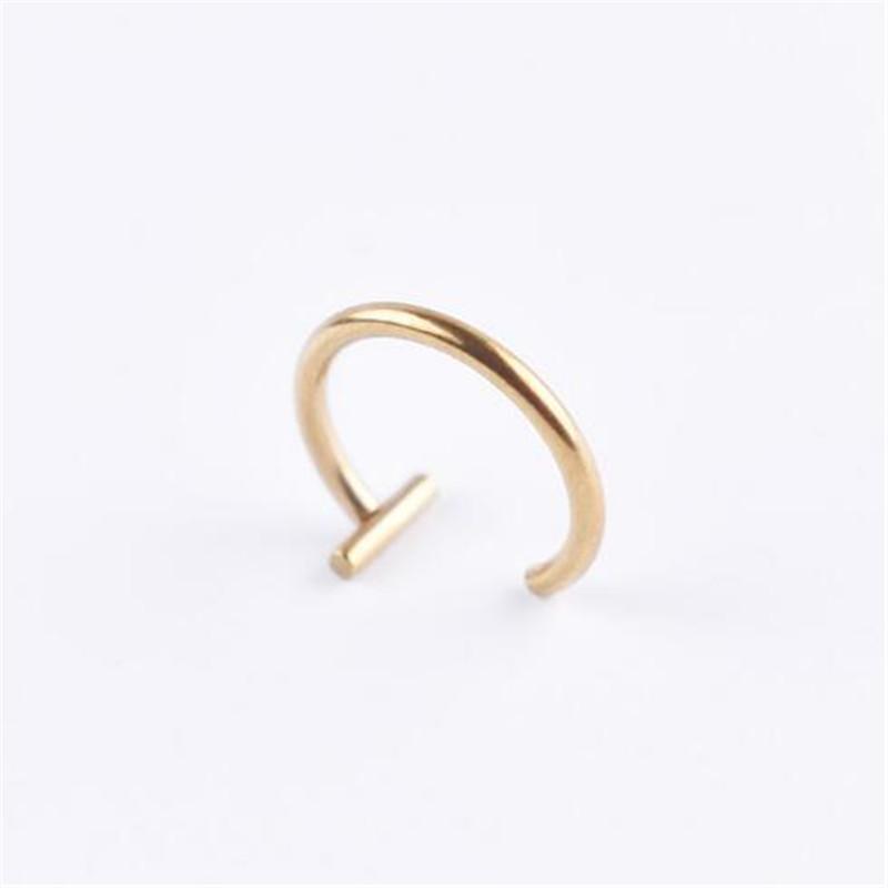 Curved Barbells Fake Nose Piercing D Shaped Tragus Helix Stud Earring Hoop Septum Stainless Steel Ring Nostril Body Jewelry New