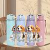 1 Pezzo Cucciolo di Beagle Ritratto con Schizzi d'Acqua 750ml Plastica Colorata Borraccia Sportiva Tappo Flip-Top Anti-Perdita Adatta per Sport Ufficio Uso Domestico