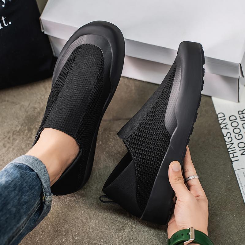 Fashion 2025 Spring New Men's Shoes Breathable Anti-Odor Mesh Face Shoes Non-Slip Sports Shoes Black Soft Bottom Dad Shoe