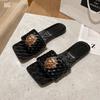Fashion NEW Designer women's slippers Woven sexy sandals Thick backless women wear large sizes of cowhide T38