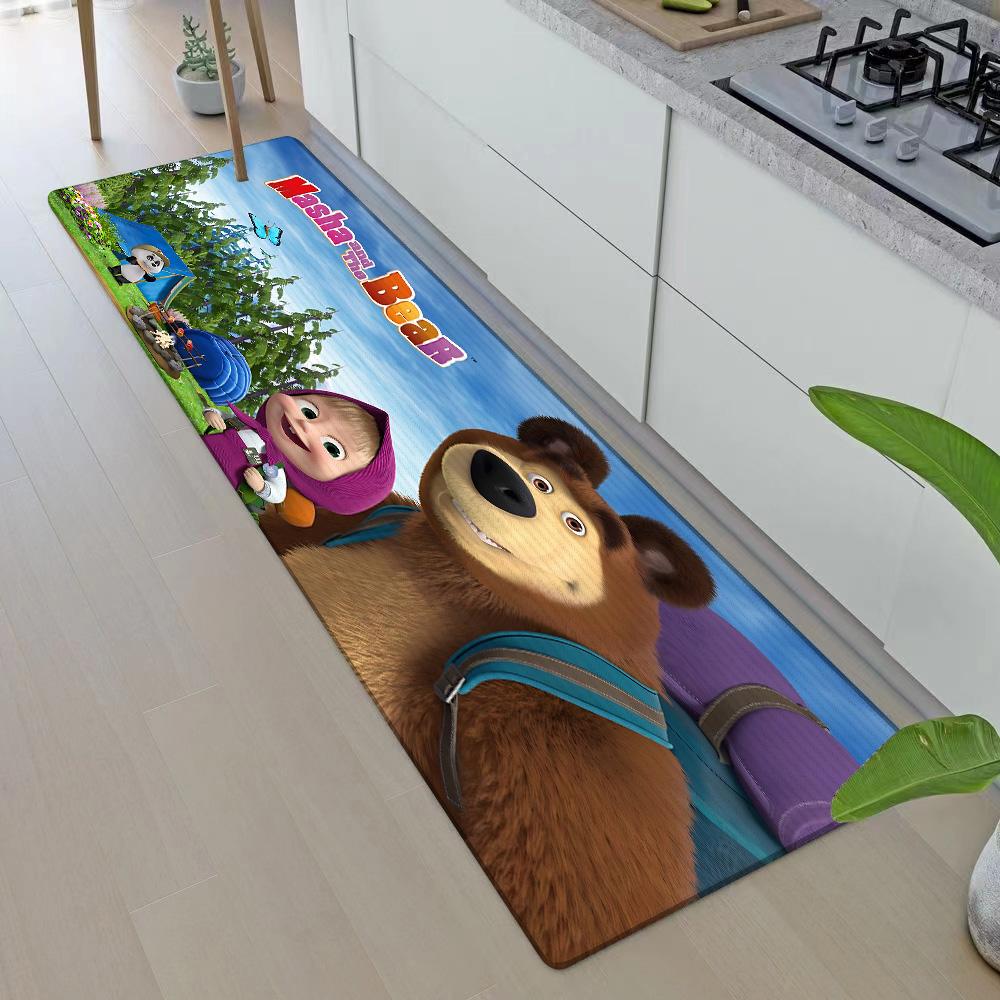Entrance Front Door Doormat M-Masha And The B-Bears Non-slip Kitchen Rug Living Room Rugs Balcony Bathroom Foot Mat Floor Mats