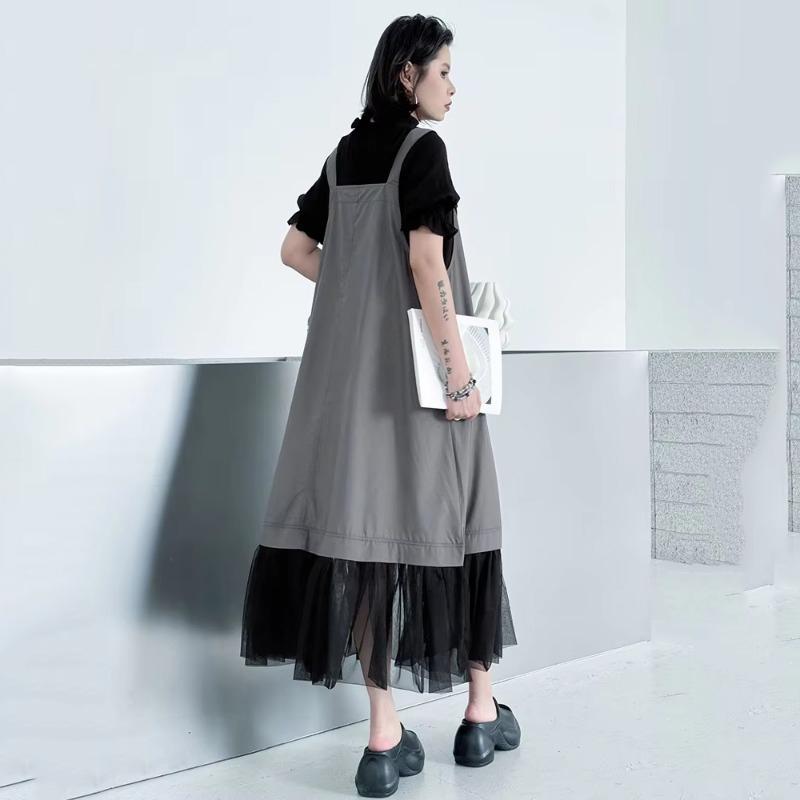 Xitao Taschen-Patchwork-Gaze-Kleid ZMY1335