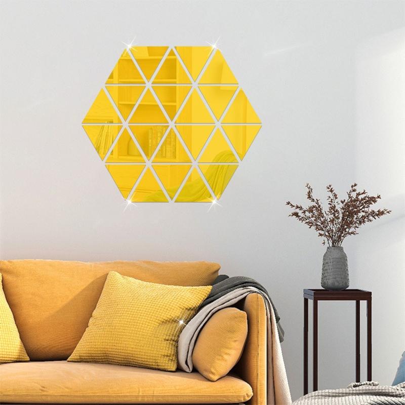 Акриловое зеркало Равносторонний треугольник 15 см Комбинация Креативная Наклейка на стену Гостиная Задняя стена дивана Декоративная картина