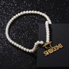 Elegant Baroque Choker Necklace Stainless Steel Custom Name Initial Personalised Pendant Necklaces