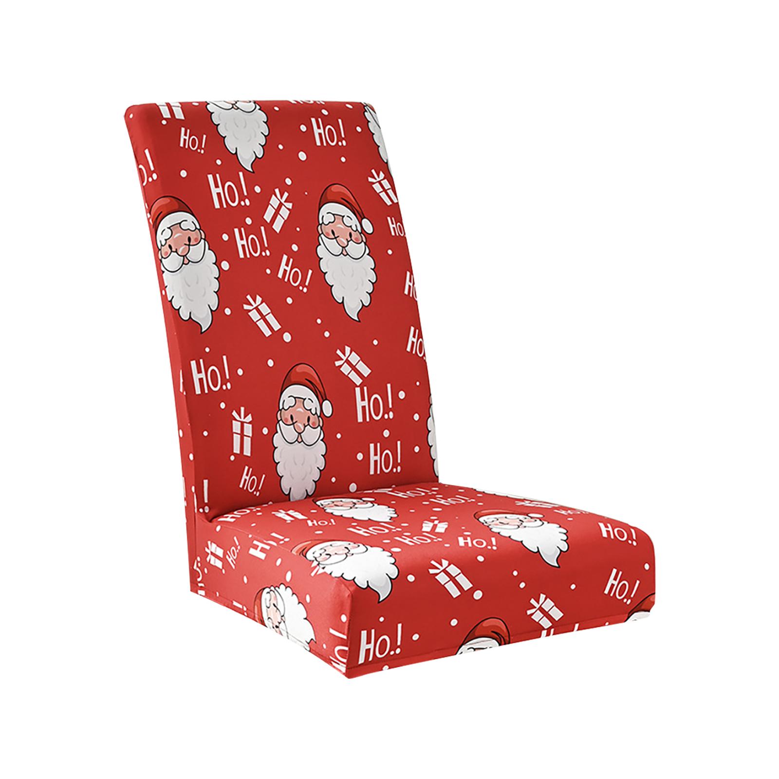 

Christmas Chair Covers High Stretch Removable Washable Chair Seat Protector Cover for Christmas Decoration Christmas Theme Decor