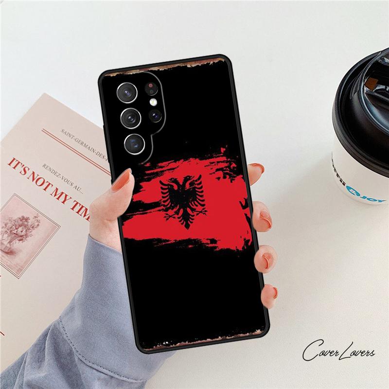 Albania Flag Eagle Phone Case For Samsung Galaxy S24 S25 S23 S22 Ultra Note 10 20 Plus S20 S21 FE Cover