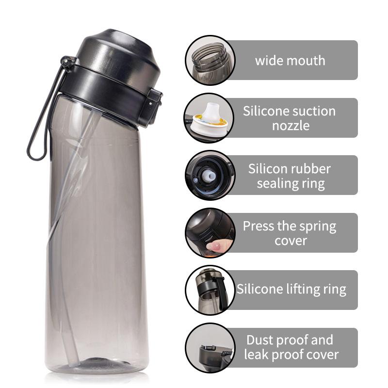 1pc Air Water Bottle With 7pc Random Flavor Pods Portable Transparent With Straw Leak Proof Suitable for Outdoor Sports