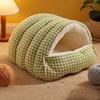 Cat Tunnel Bed Warm Plush Semi-Enclosed Cat Cave Bed Washable Cozy Cats Tent Calming Bed for Indoor Cats Small Dogs Puppies