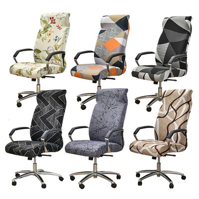 1PC Printed Office Chair Cover Stretch Spandex Gaming Armrest Chair Slipcover Elastic Rotating Seat Protector for Study Room