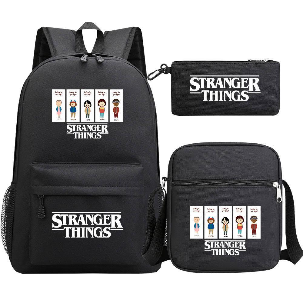 Stranger Things Star Printing Teen Student School Bag Three-Piece Men'S And Women'S Backpack
