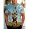Sommer Herren Mode Stilvoll Bequem Rundhals Kurzarm T-Shirt Bunte Tiere 3D Druck Lässig Locker Atmungsaktiv Weich Übergröße T-Shirt