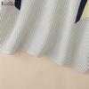 ZANZEA Women Casual Round Neck Stripe Print Loose Short Sleeve Blouse