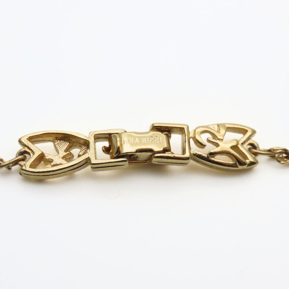 Used NINA RICCI Necklace NR Logo Metal Gold Plating