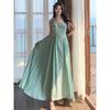 Blue-green Pendulum Temperament Dress Fairy Vacation Thin High-end Dress To Ankle Long and Gentle