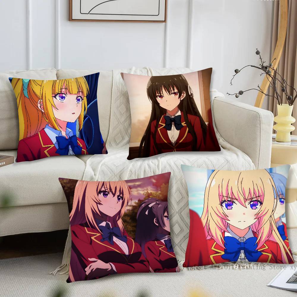 1Pc C-Classroom Of The Elite Anime Pillow Case Fashion Square Pillowcase Bedroom Sofa Room Ins Decoration Leisure
