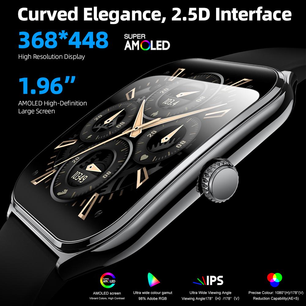 New Ultra Thin Smart Watch Men AMOLED Ultra HD Heart Rate Sports Bracelet Always Display Time BT Calling Smartwatch