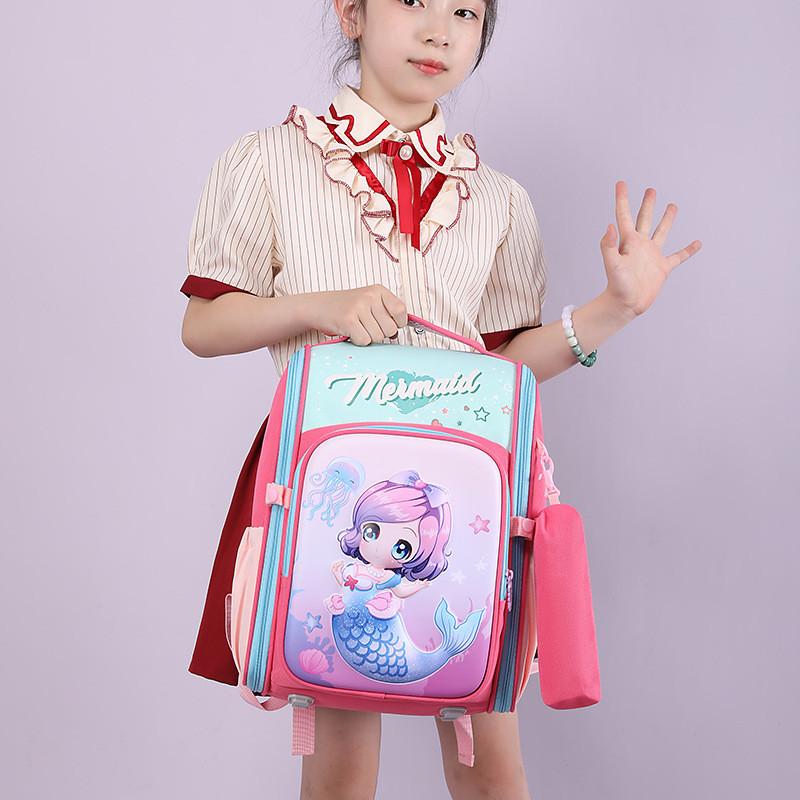 Adorable Lightweight Nylon School Backpack For Kids Grades 1 To 6 With Spacious Capacity