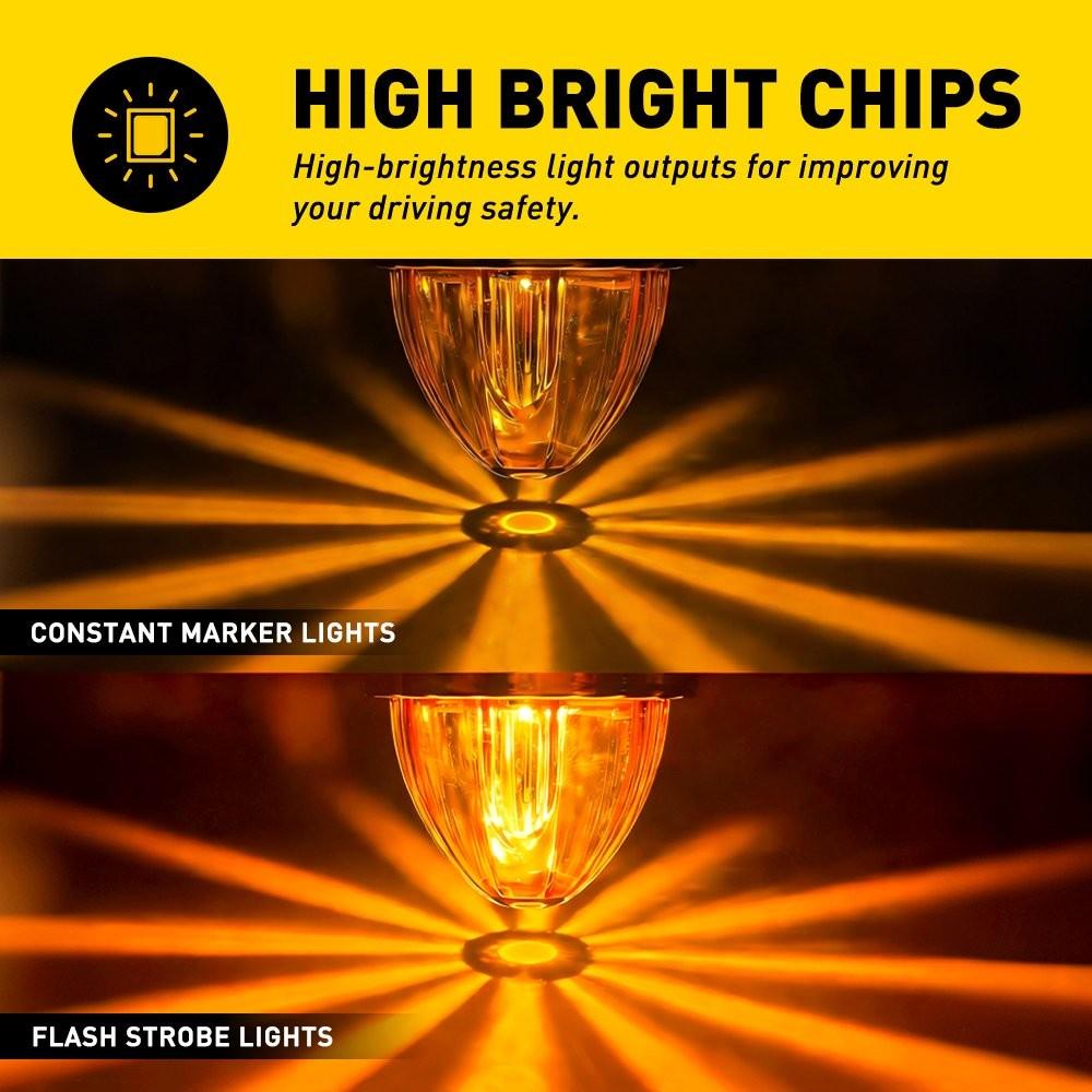 2x LED Amber Watermelon Lights Side Marker Truck Trailer Turn Signal Light 12V