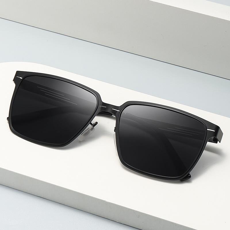 Men's Polarized Stainless Steel Square Sunglasses - Classic Retro Outdoor Driving, Fishing, and Cycling Glasses