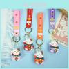 Adorable Cartoon Lucky Cat Keychain Pvc Rubber Car Key Accessory Cute Bag Charm Gift