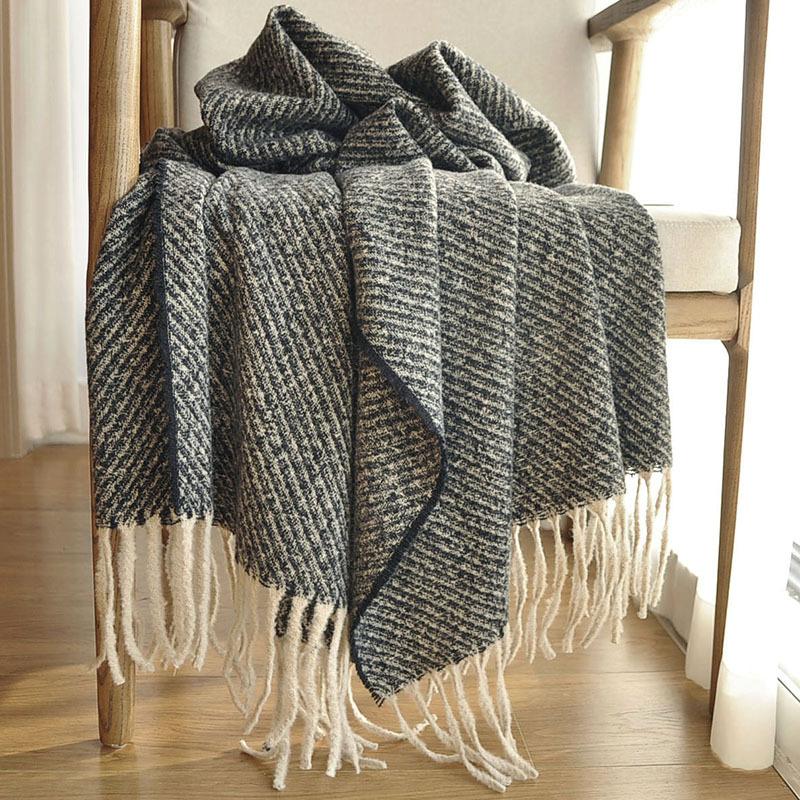 New Gradual Change Color Scarf Women's Autumn and Winter Imitation Cashmere Japanese and Korean Sweet Scarf Warm Medium and Long Shawl