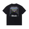 2023 Cross-border European and American Trendy Brand RHUDE Micro-standard Rainbow Square Circle Printed Short-sleeved T-shirt Men's and Women's High 
