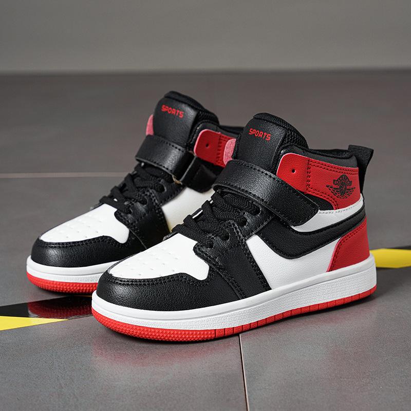 Boys high-top fashion waterproof sneakers board shoes autumn middle school students fashion versatile tide non-slip leather surface children