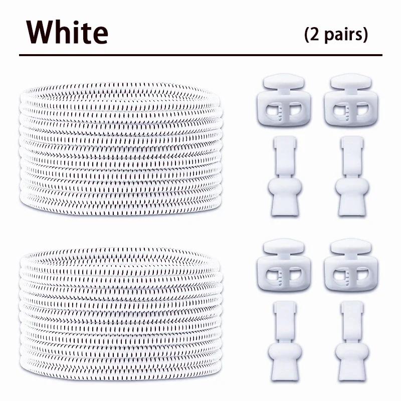 2 Pair round Elastic Shoelaces for Kids & Adults No-Tie Lock Shoelace Sneakers Quick-Lock Shoe Laces Accessory Pack